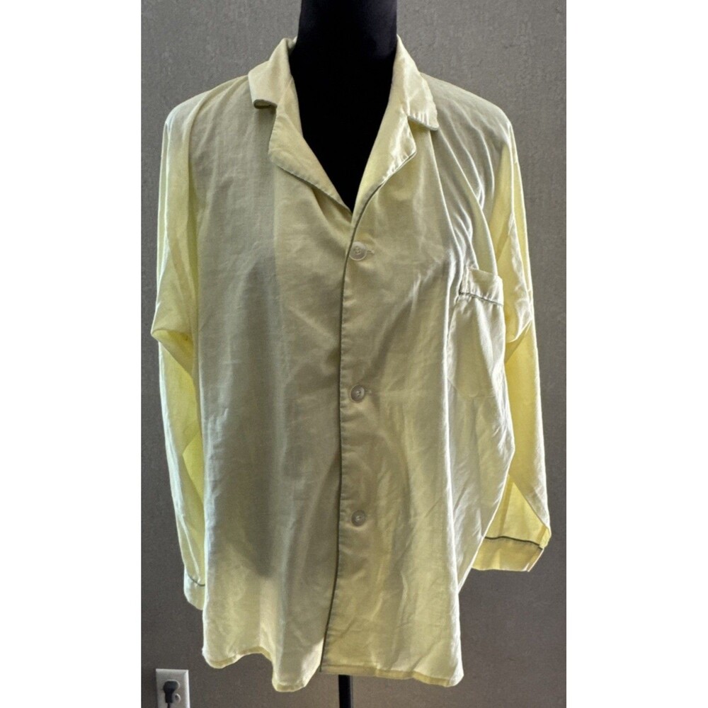 Vintage 70s Archdale Mens Yellow Pajama Top Size C Large Kodel Cotton Piping